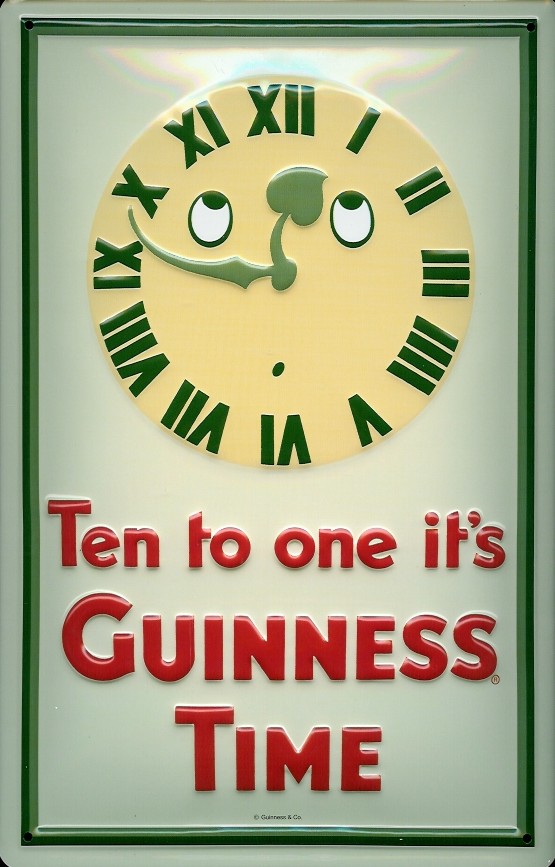 Blechschild Guinness Time ten to one Bier Schild Kneipenschild