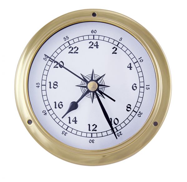 9415 Schiffsuhr Quarz 24-Stunden-Uhr 11,5cm Messing