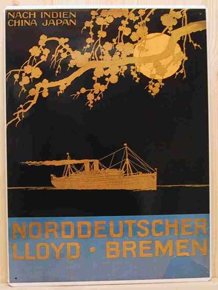 Blechschild Indien Norddeutscher Lloyd Bremen Reederei Schild Nostalgieschild