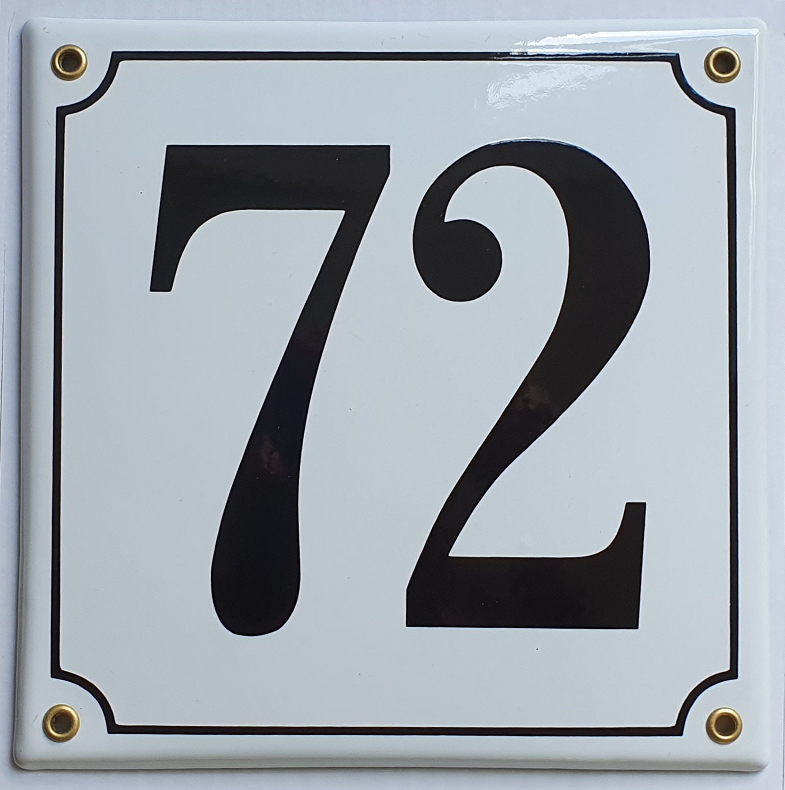 berliner-72 Hausnummernschild 72 weiß 20x20 cm Emailleschild