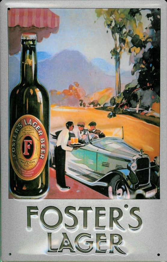 D139-Forster-s-Auto Blechschild Foster Lager Beer Bier Oldtimer Auto Schild retro Werbeschild