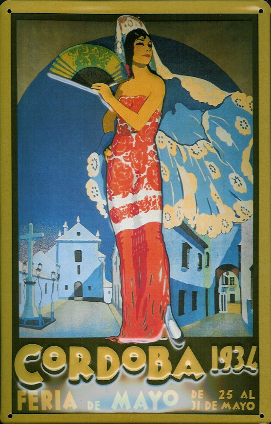 Blechschild Nostalgieschild Cordoba 1934 Lady Spanien