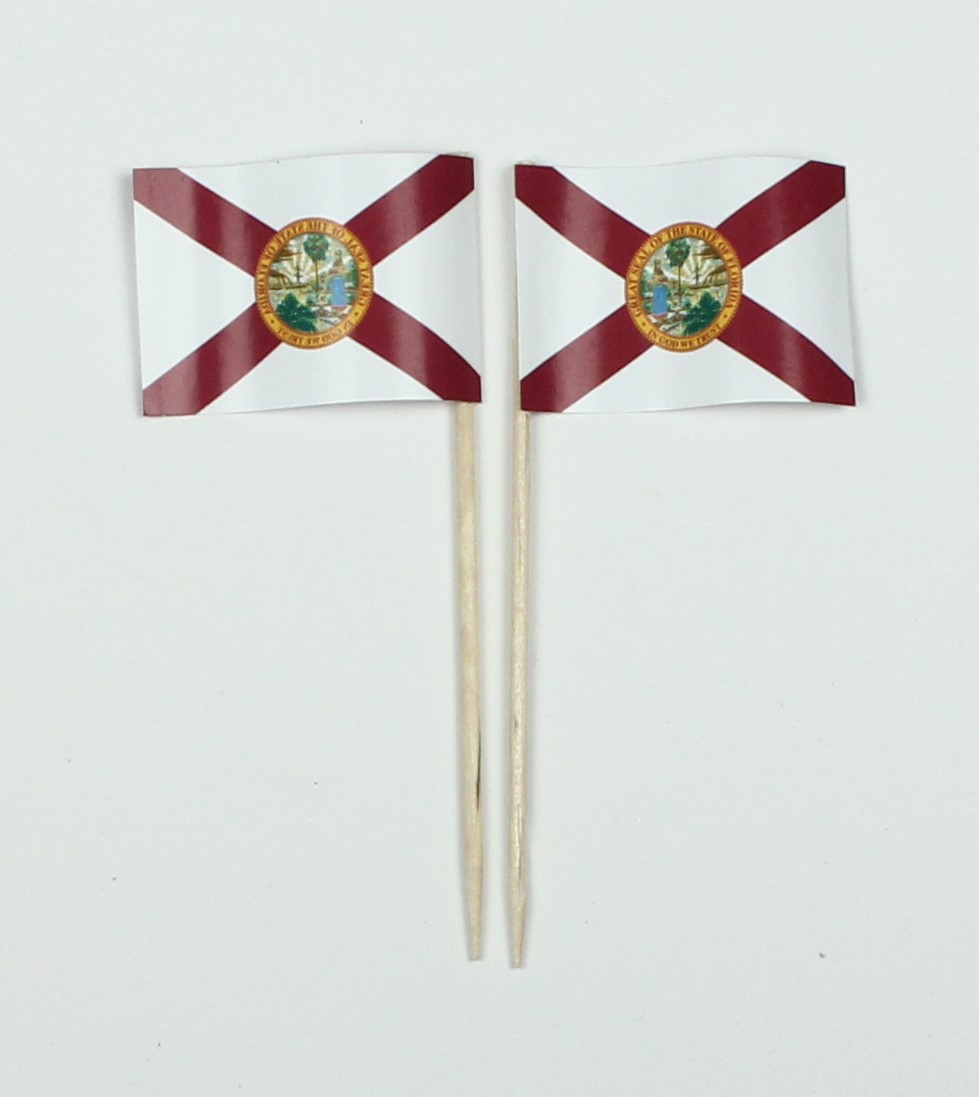 13845hdvVygYoLfSpw Party-Picker Flagge Florida USA Bundesstaat Papierfähnchen in Spitzenqualität 50 Stück Beutel