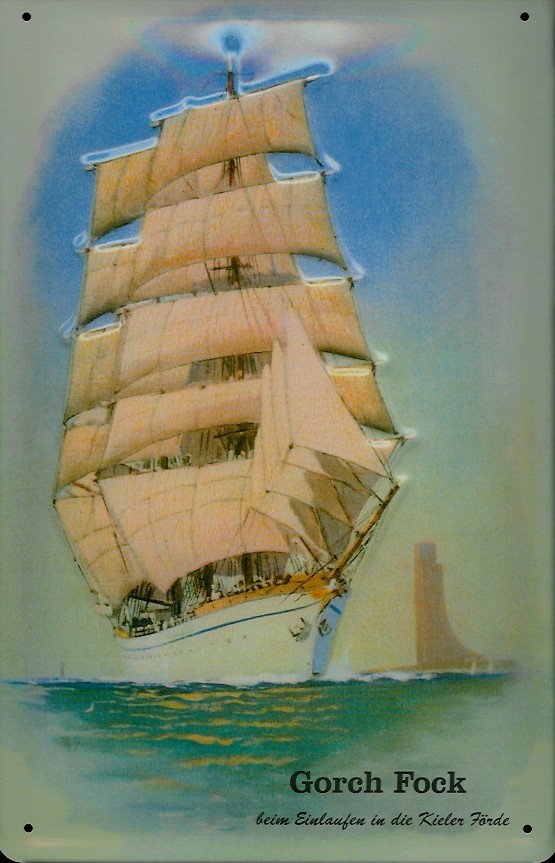A409-Gorch-Fock Blechschild Gorch Fock Marine Ehrenmal Laboe Schulschiff Kiel Schiff Schild Nostalgieschild