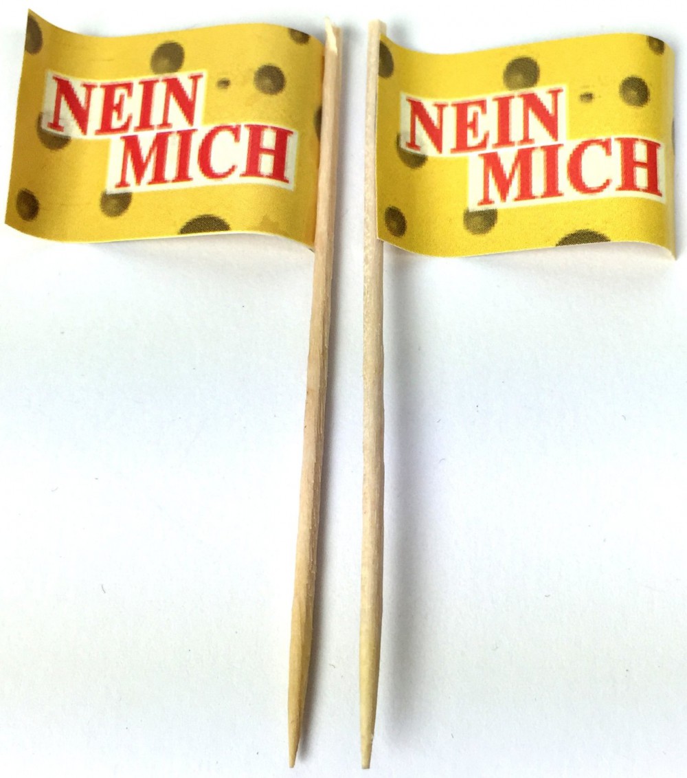 NeinMich Party-Picker Flagge Nein Mich Papierfähnchen in Spitzenqualität 50 Stück Beutel