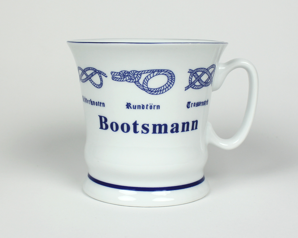 Bootsmann_hoch Knotenbecher Bootsmann Pott mit Seemannsknoten hoch Kaffeebecher Kaffeetasse Kaffee