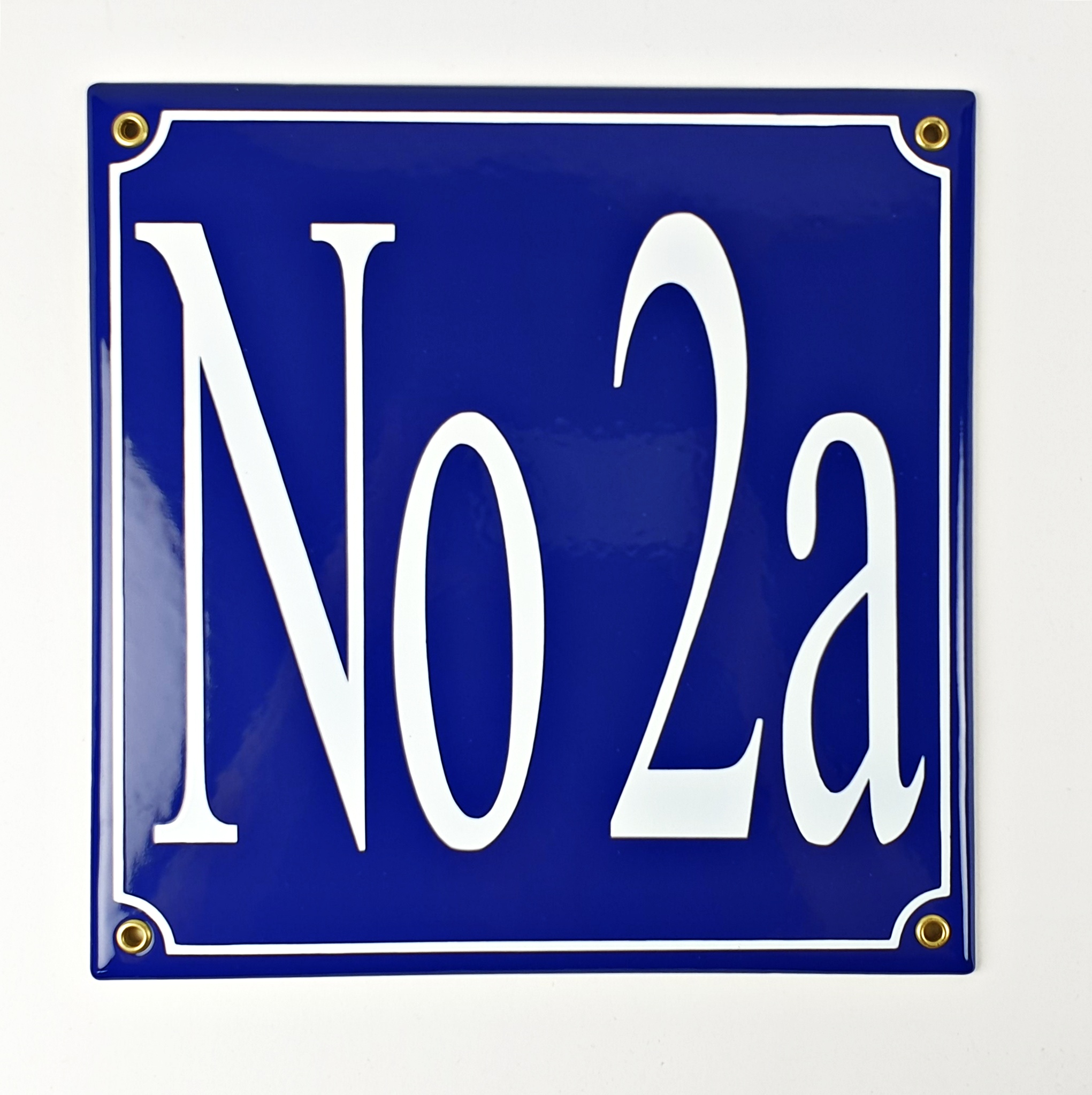 Hausnummernschild No 2a blau/weiß 25x25cm Emailleschild  Hausnummernschild No 2a blau/weiß 25x25cm Emailleschild