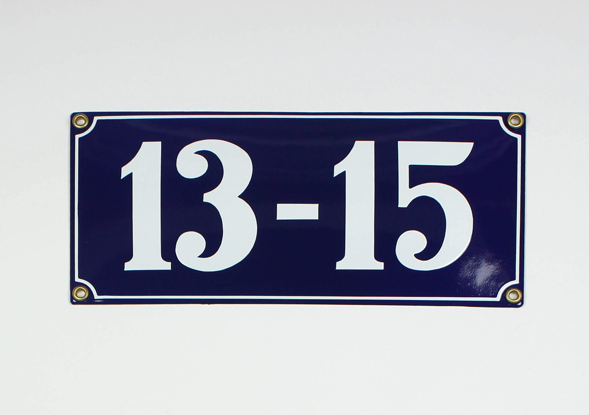 13-15 Hausnummernschild 13-15 blau Clarendon 26x12 cm Emailleschild
