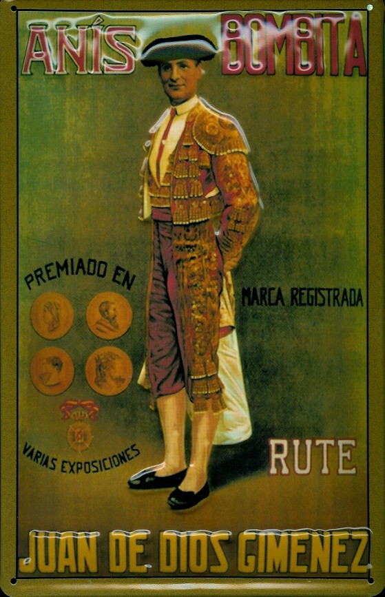 A927-Anis-Bombita Blechschild Anis Bombita Spanien Stierkampf Torrero retro Schild Nostalgie Werbeschild