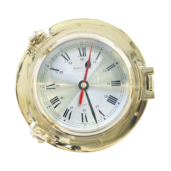 Uhr-messing-14cm Uhr im Bullauge 14cm Messing Quartzwerk