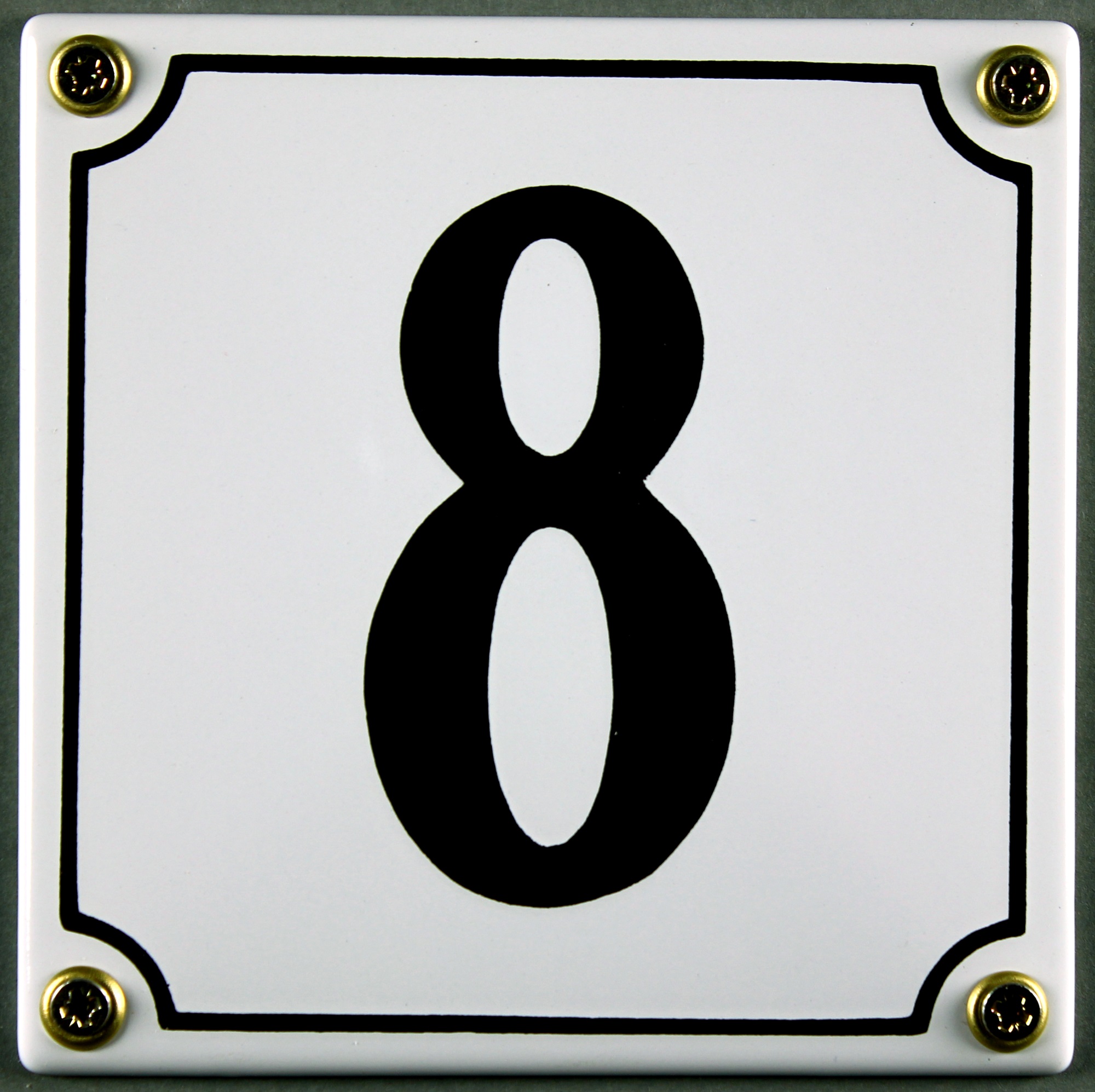 Hausnummernschild 8 weiß 12x12 cm sofort lieferbar Schild Emaille Hausnummer Haus Nummer Zahl Ziffer