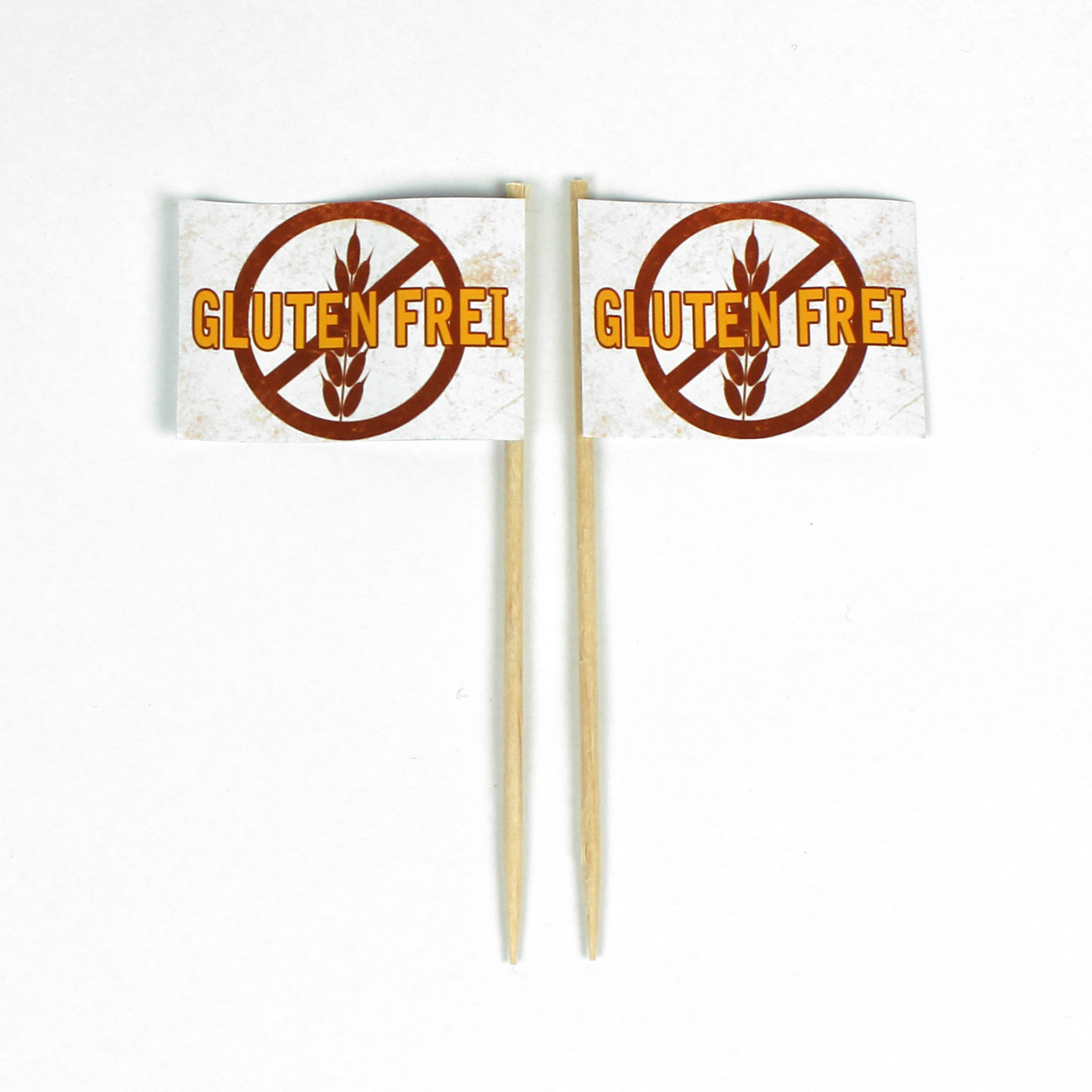 Glutenfrei Party-Picker Flagge Glutenfrei 2 Weizen Papierfähnchen in Spitzenqualität 50 Stück Beutel