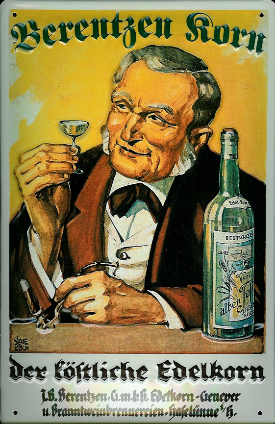 berentzzen-korn-blechschild Blechschild Berentzen Korn Edelkorn Schild retro Werbeschild Nostalgieschild