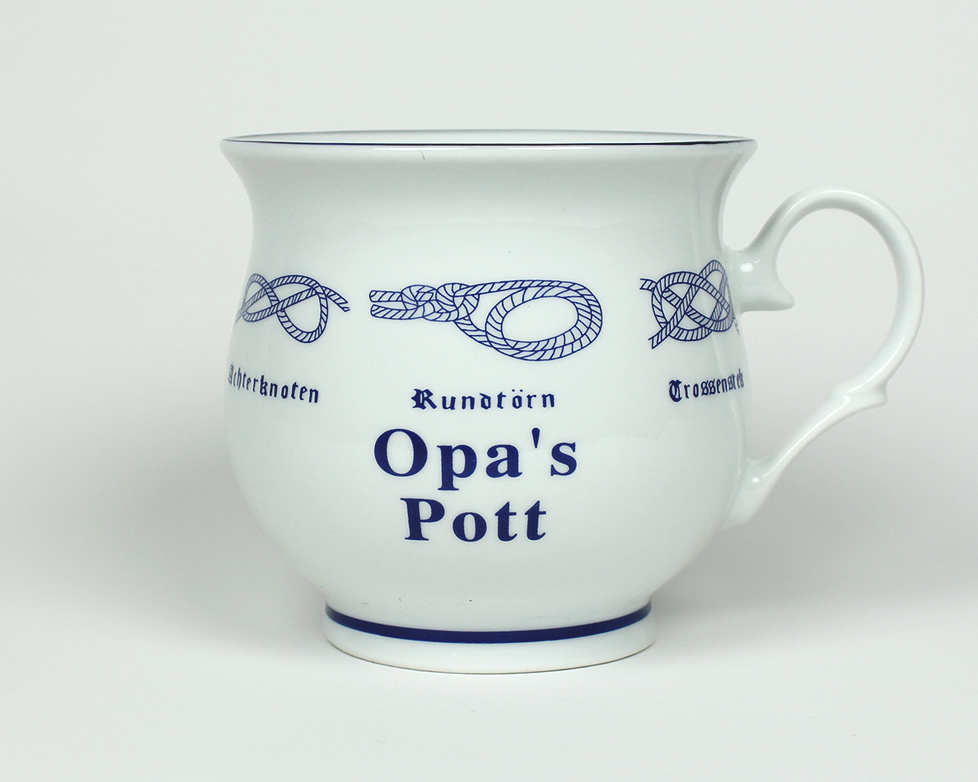 Opas-Pott_bauchig Knotenbecher Opa´s Pott mit Seemannsknoten bauchig Kaffeebecher Kaffeetasse Kaffee Pott