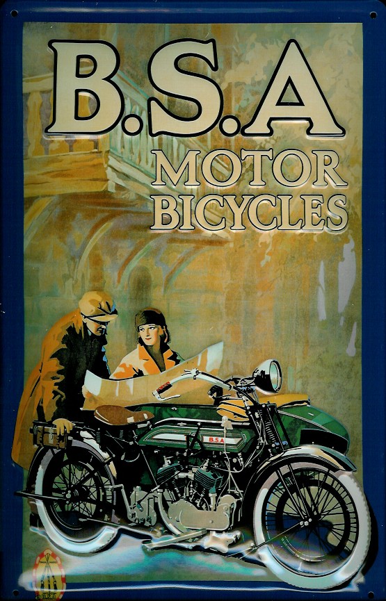 B254-B-S-A-Motor-Bicycles Blechschild B.S.A. Motor Bicycles Motorrad Nostalgieschild Schild