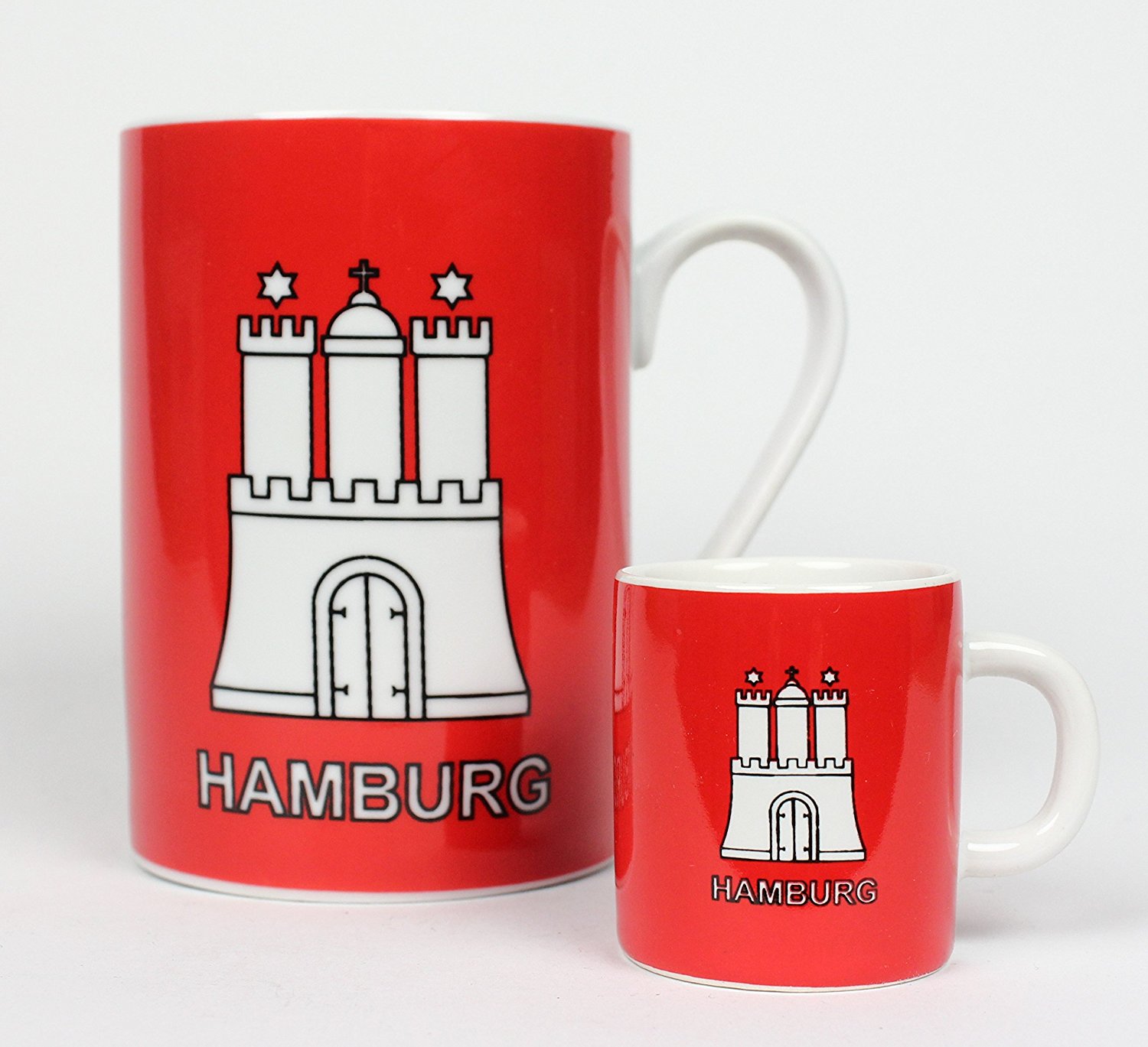 Hamburg Becher rot+Mini Becher