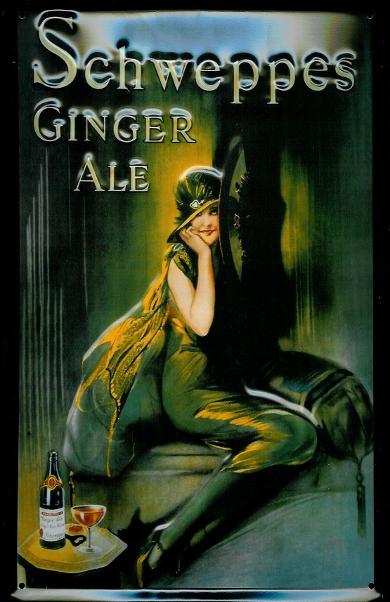 Blechschild Schweppes Ginger Ale nostalgisches Schild Werbeschild