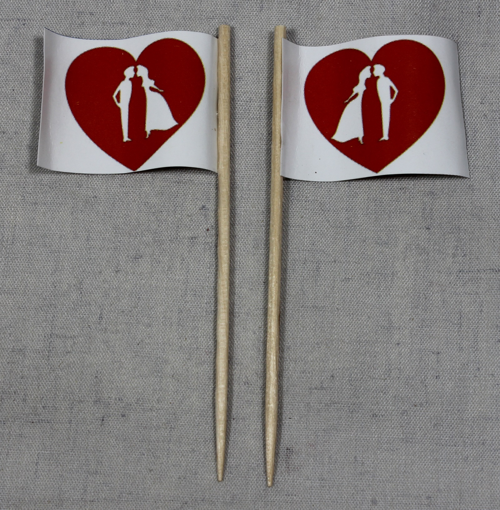 deko-picker-hochzeit-4 Party-Picker Flagge Hochzeit (4) Brautpaar Herz Papierfähnchen in Spitzenqualität 50 Stück Beutel