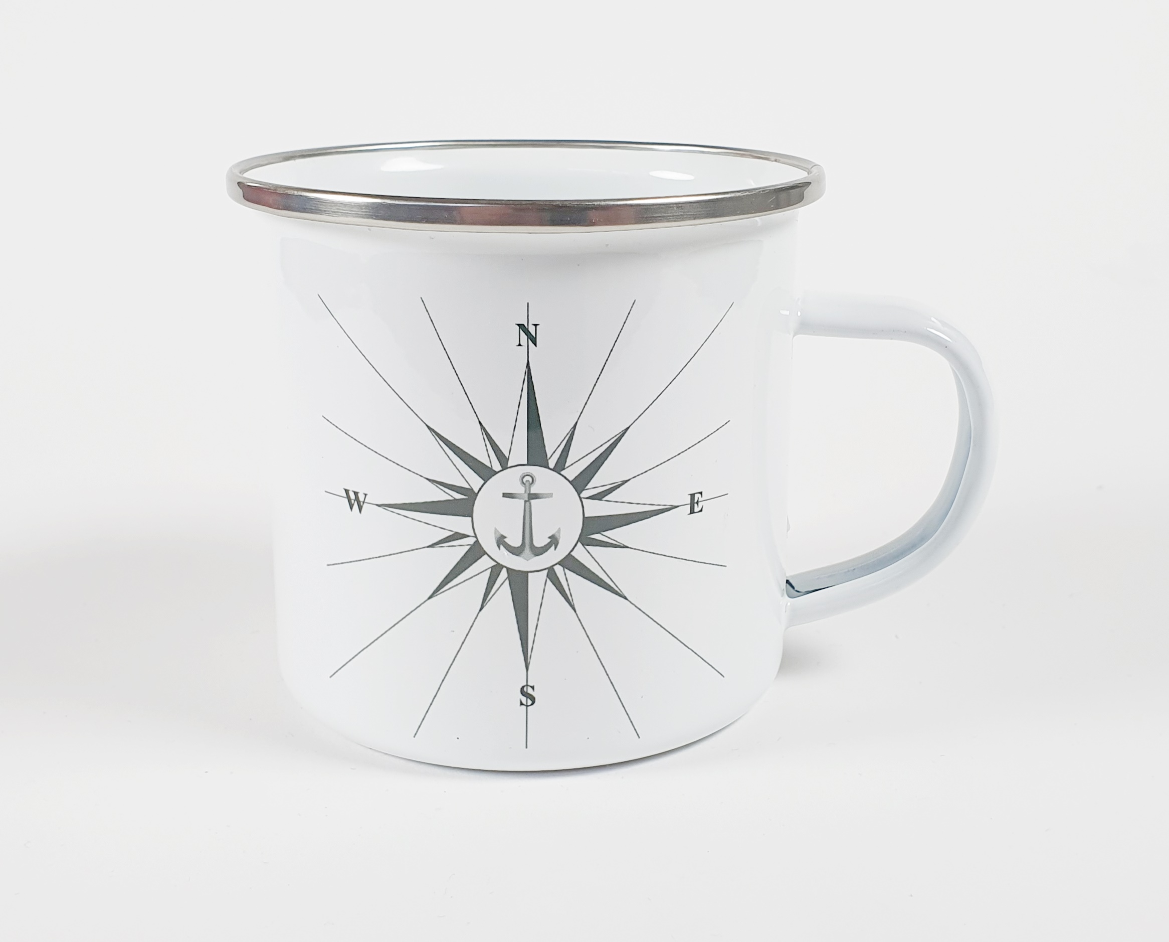 metallbecher-windrose Emaille Becher Windrose Kompass Tasse Kaffee Becher Emaillebecher Metallbecher
