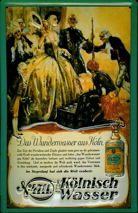 B188-4711-Das-Wunder Blechschild 4711 Wunderwasser Adel Hofdame Diener kölnisch Wasser Parfum Schild Werbeschild Nostalgi