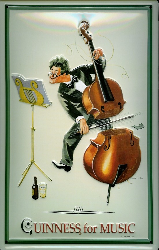 G886-Music Blechschild Guinness Beer for music Cello Nostalgie Schild retro Werbeschild