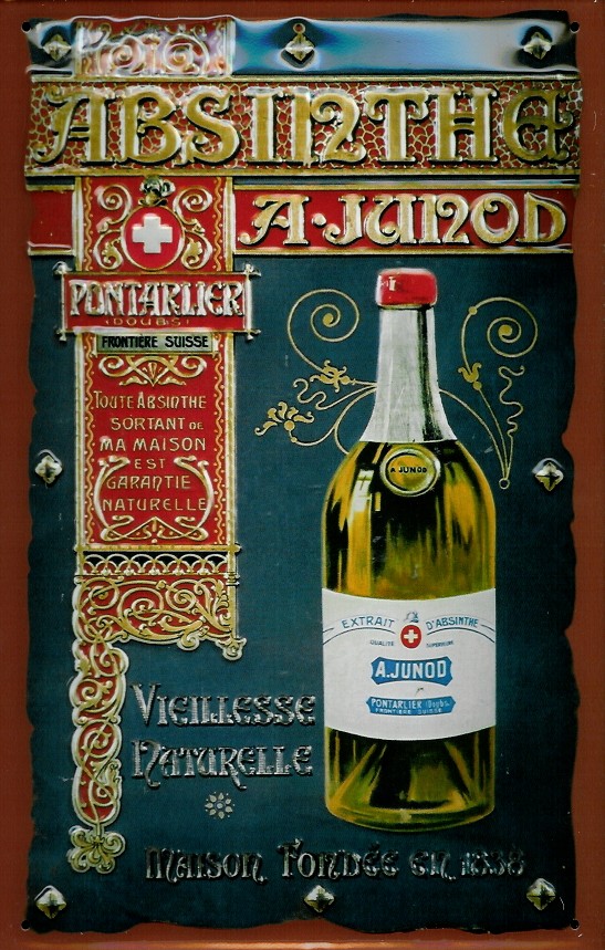 absinthe-junod-blechschild Blechschild Absinthe A. Junod Absinth Schild nostalgisches Reklameschild