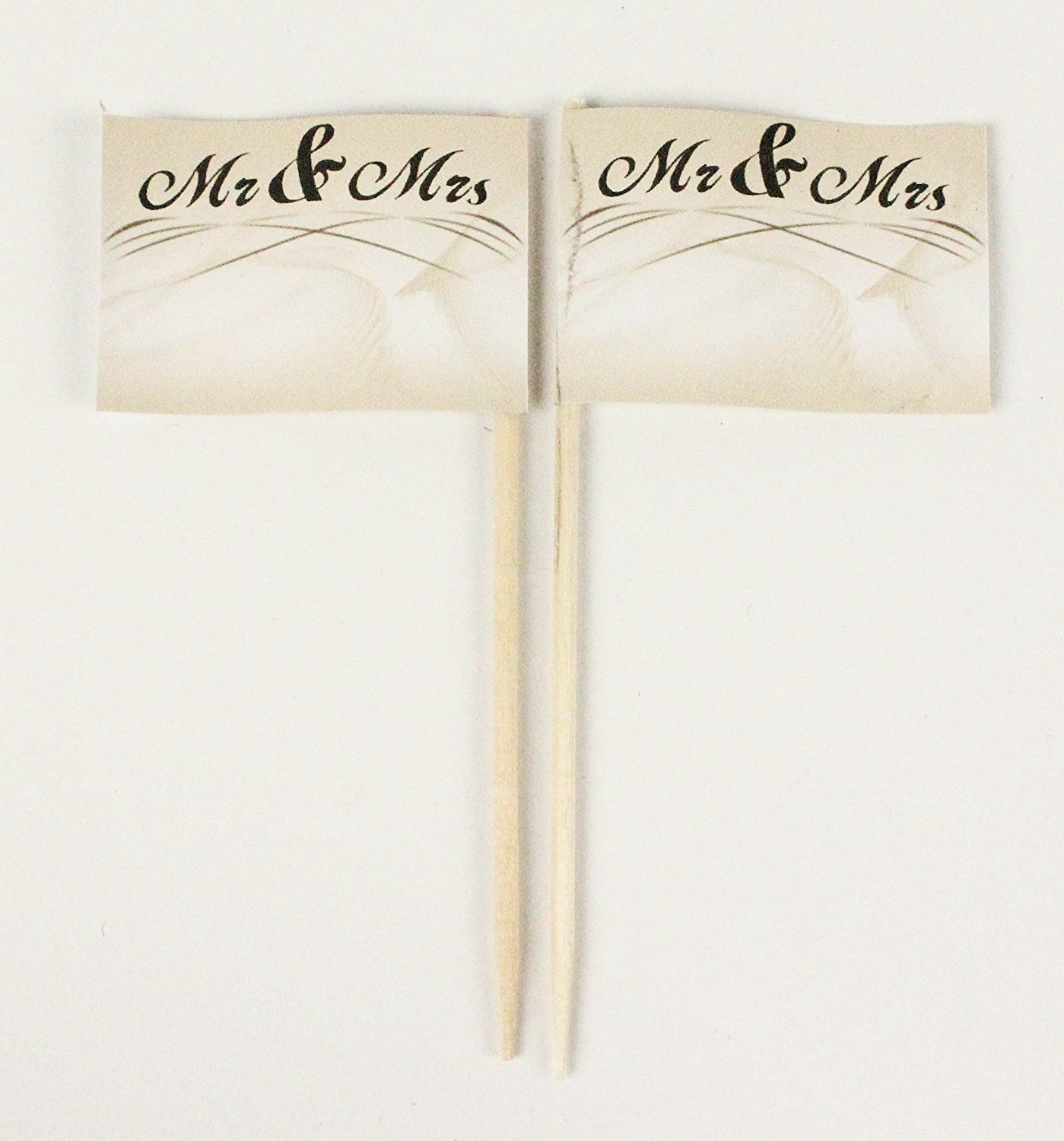 deko-picker-hochzeit6 Party-Picker Flagge Hochzeit Mr & Mrs Papierfähnchen in Spitzenqualität 50 Stück Beutel