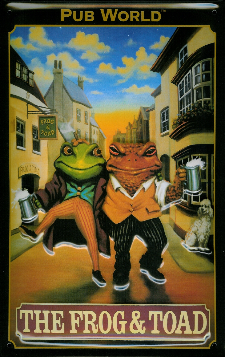 Blechschild Nostalgieschild Frog and Toad London Pub Frosch