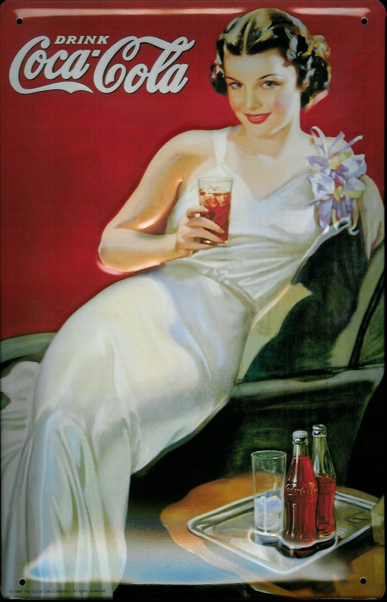 coca-cola-lady-weisses-kleid-blechschild