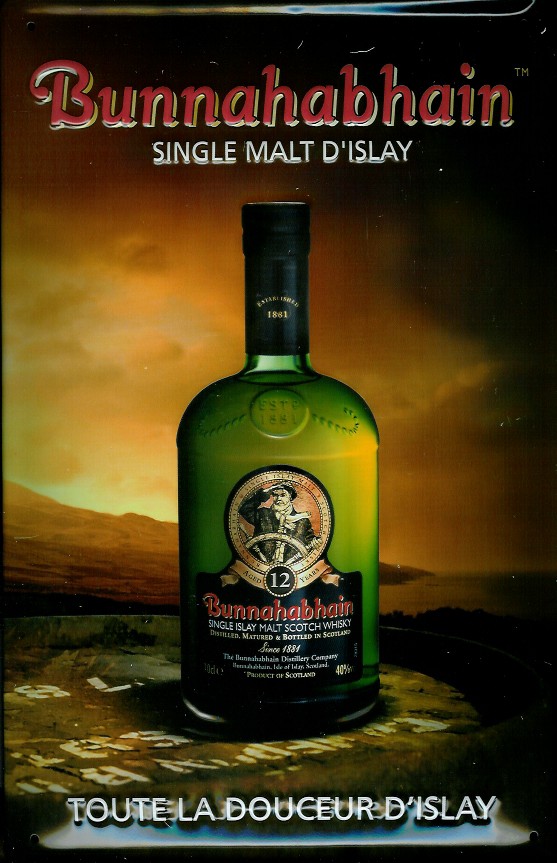 bunnahabhain-sinle-malt-blechschild Blechschild Bunnahabhain Single Malt Scotch Whisky Schild retro Werbung Nostalgieschild