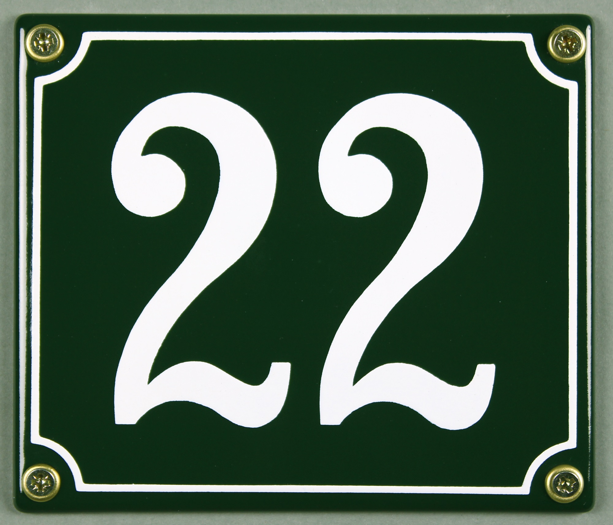 hausnummer-22-gruen-hausnummernschild-emaille Hausnummernschild 22 grün 12x14 cm sofort lieferbar Schild Emaille Hausnummer Haus Nummer Zahl Ziffe