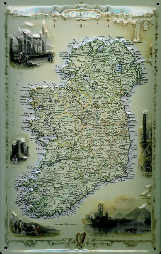 Blechschild Nostalgieschild Ireland Landkarte Irland