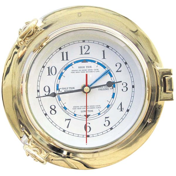 1222 Tidenuhr Bullauge Quarz 22cm Messing Schiffsuhr