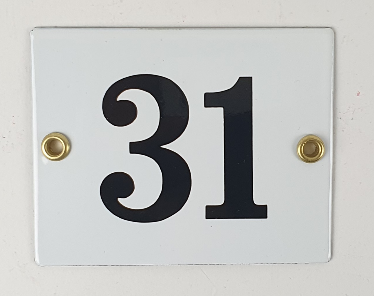 Hausnummernschild 31 weiß 8x10cm Emailleschild Hausnummernschild 31 weiß 8x10cm Emailleschild