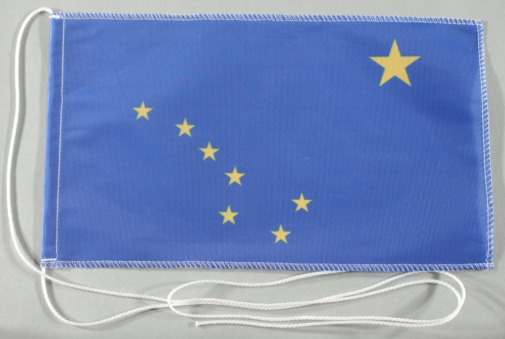 1084tischfahne-alaska Tischflagge Alaska USA Bundesstaat US State 25x15 cm optional mit Holz- oder Chromständer Tischfahne