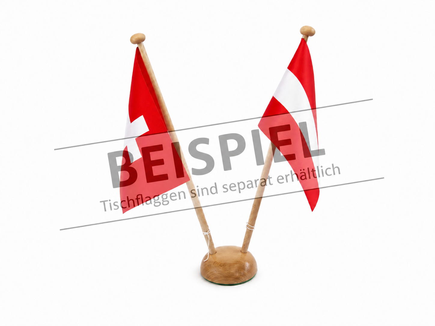 Tischflaggenständer Holz 2-fach Ständer für 2 Tischflaggen 15x25 cm Höhe 42 cm  Tischfahne Tischf