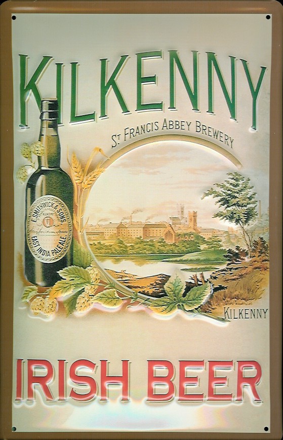 Blechschild Kilkenny Irish Beer St. Francis Abbey brewery Schild Nostalgieschild