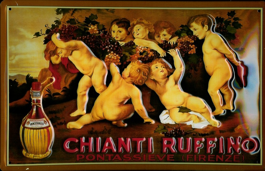 chianti-ruffino-kinder-blechschild Blechschild Chianti Ruffino Aperitif retro Schild nostalgisches Werbeschild