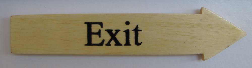 Türschild Exit helles Holz Pfeilform 3,5x15 cm