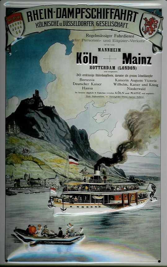 Blechschild Rhein Dampfschiffahrt Ausflugsschiff Loreley Dampfer Reedereiplakat Schiff Schild Nostal