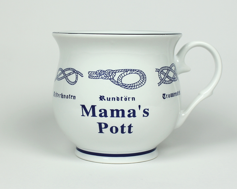 Mamas-Pott_bauchig Knotenbecher Mama´s Pott mit Seemannsknoten bauchig Kaffeebecher Kaffeetasse Kaffee Pott