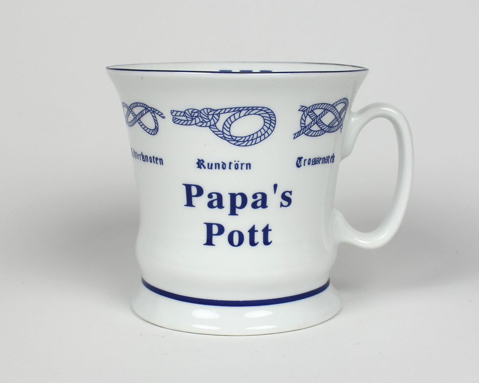 Papas-Pott_hoch Knotenbecher Papa´s Pott mit Seemannsknoten hoch Kaffeebecher Kaffeetasse Kaffee Pott