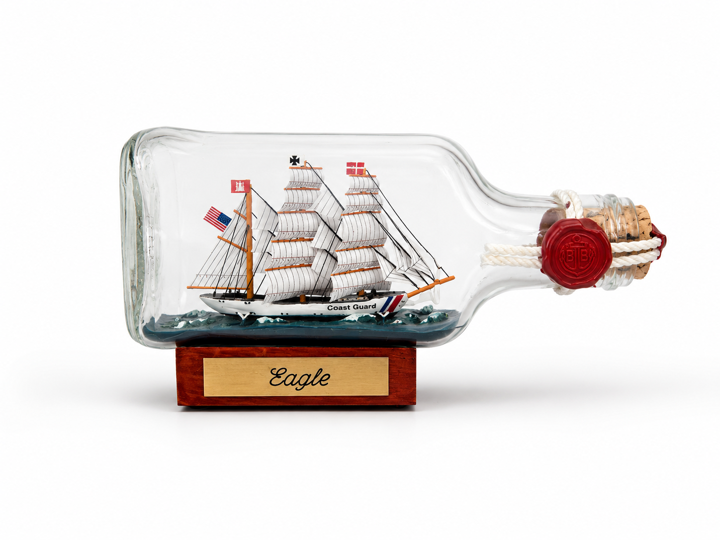 Eagle USA Coastguard Buddelschiff Flachmann 0,1 Liter ca. 14x7 cm Buddelschiff Flaschenschiff