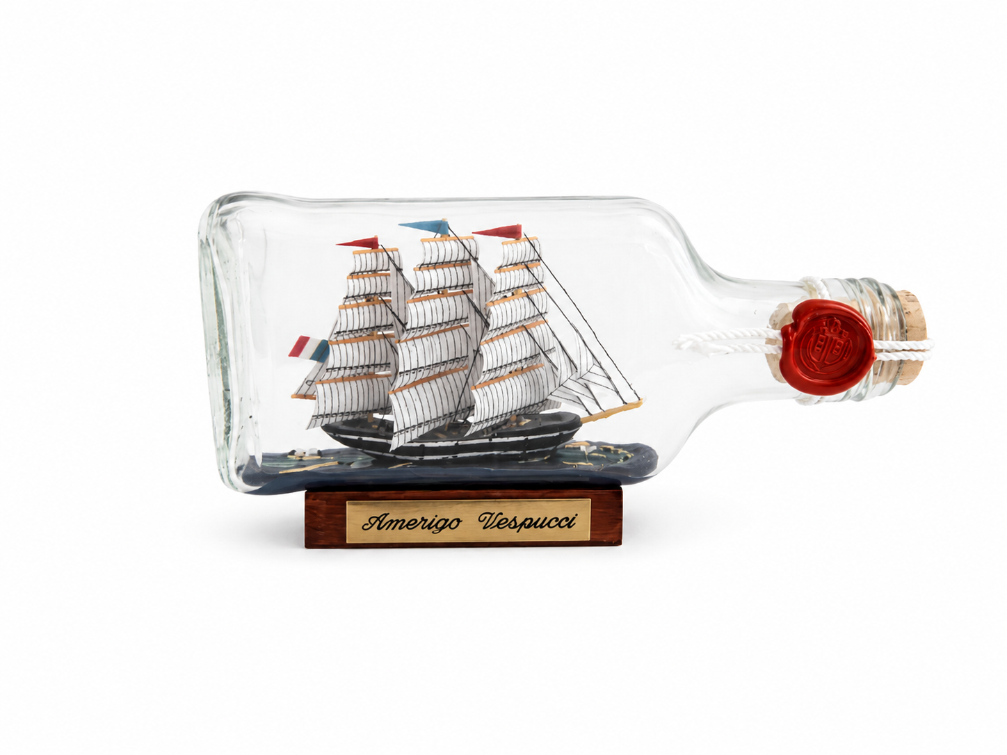 Amerigo Vespucci Buddelschiff Flachmann 0,1 Liter ca. 14x7 cm Buddel Schiff Flaschenschiff
