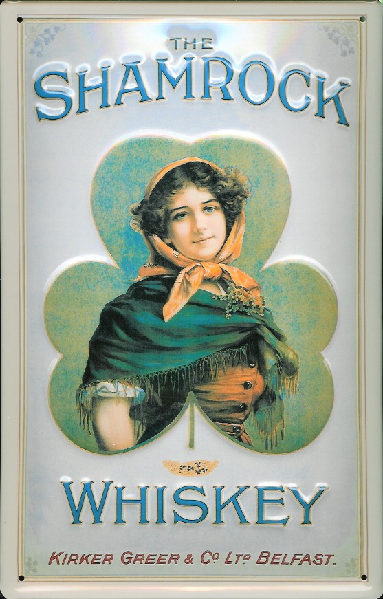 Blechschild Shamrock Whiskey Belfast Schild Werbeschild Nostalgieschild