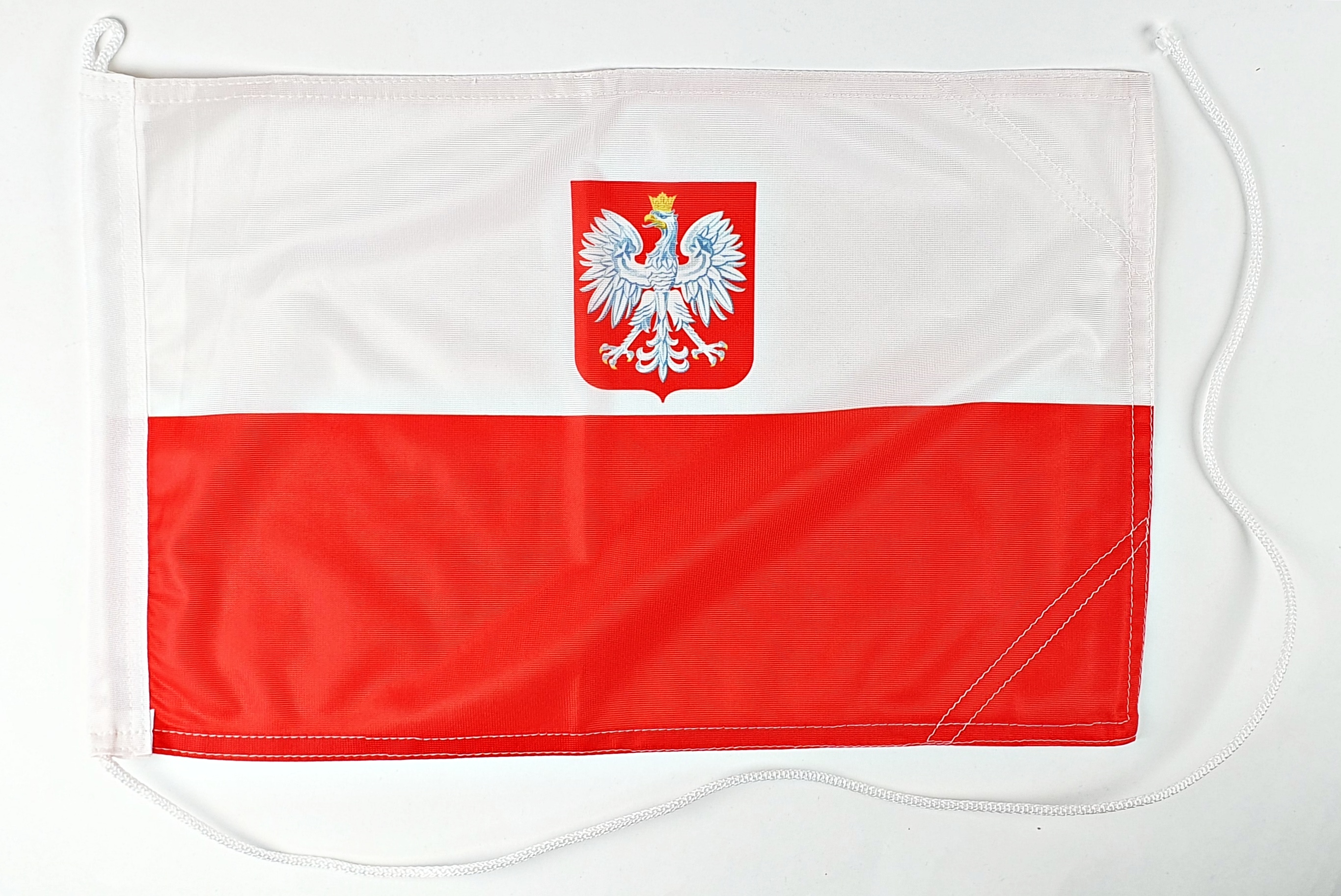 Bootsflagge Polen mit Adler Wappen 30x45 cm Motorradflagge Bootsfahne