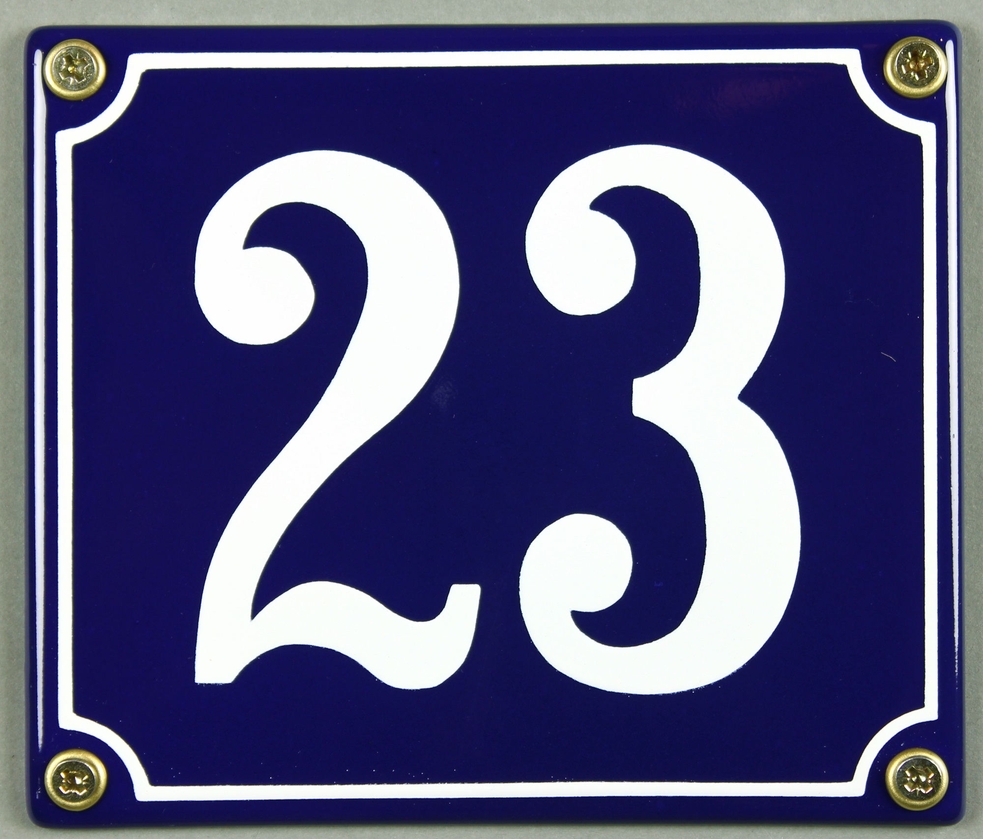 Hausnummernschild Emaille 23 blau - weiß 12x14 cm sofort lieferbar Schild Emaile Hausnummer Haus Num