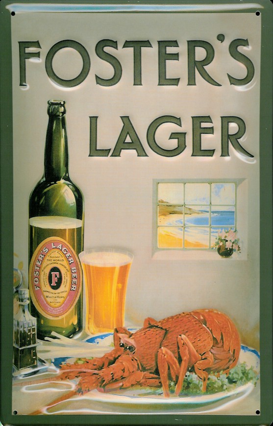 D138-Forster-s-Lobster Blechschild Fosters Lager Bier Beer Schild Hummer Lobster retro Werbeschild Australien
