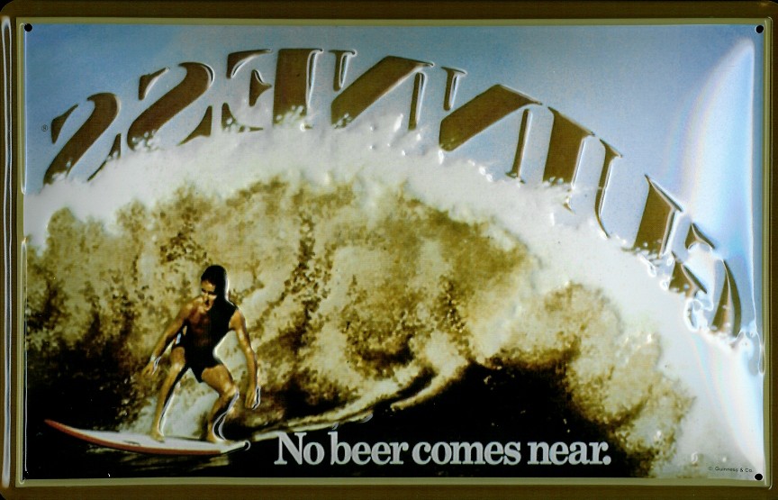 Blechschild Guinness Bier Surfer Welle Beer Schild Nostalgieschild