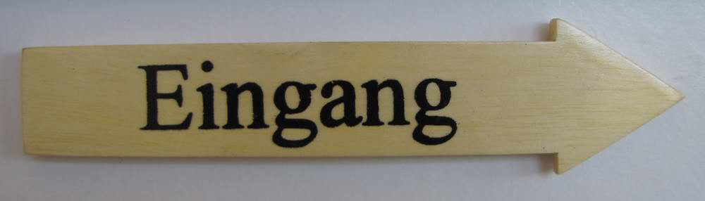 Türschild Eingang helles Holz Pfeilform 3,5x15 cm